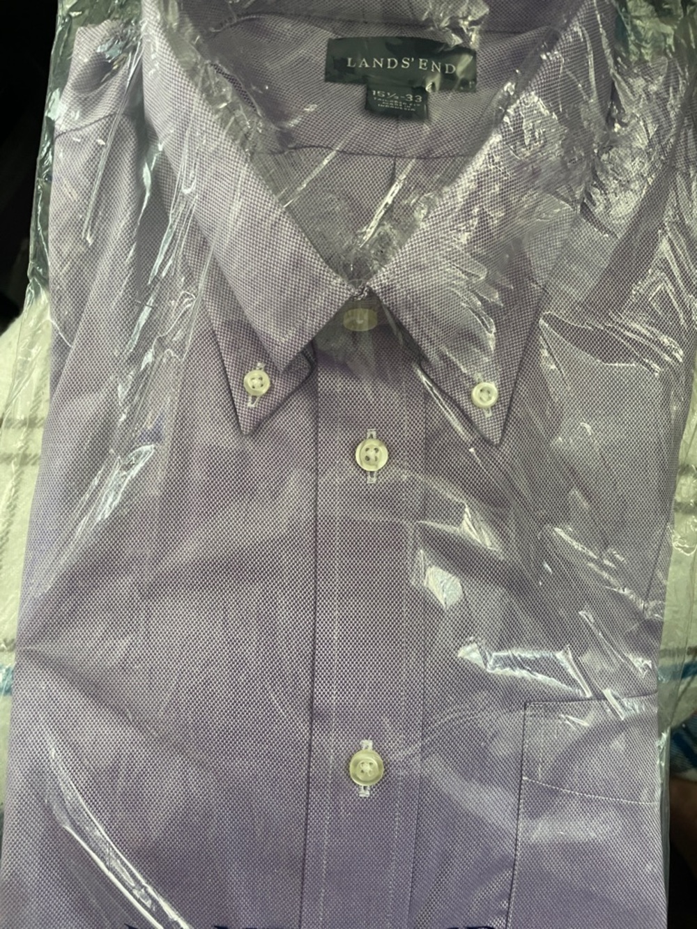 Lands' End Men’s Light Purple Button-Down Dress Shirt